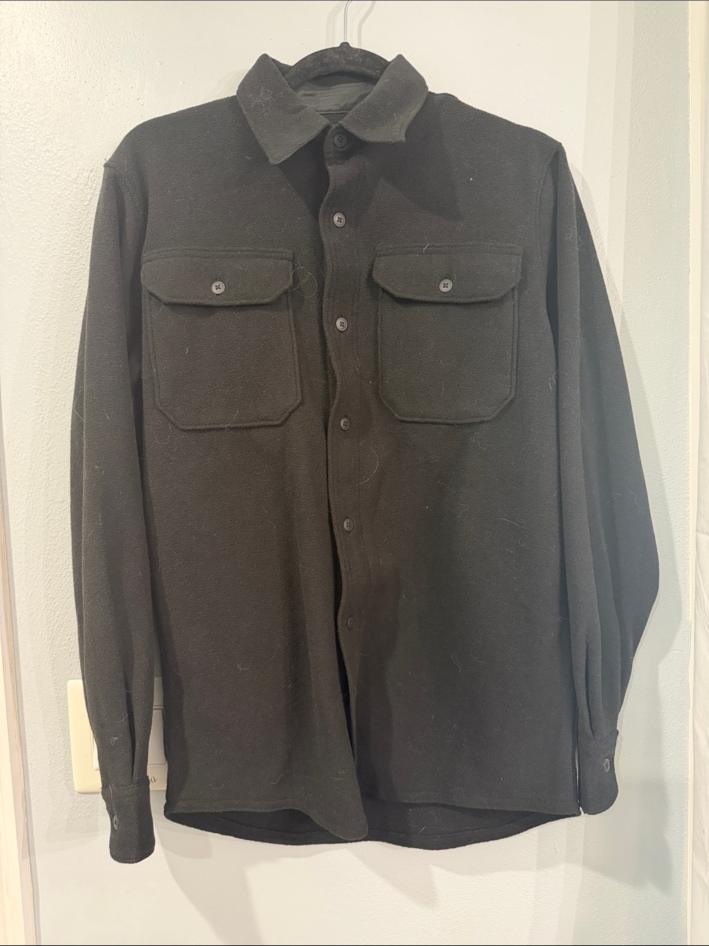 Wrangler Black Lightweight Shirt Jacket with Chest Pockets